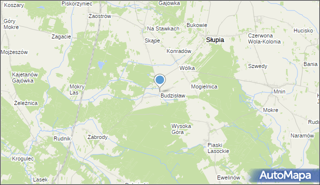 mapa Budzisław, Budzisław gmina Słupia Konecka na mapie Targeo